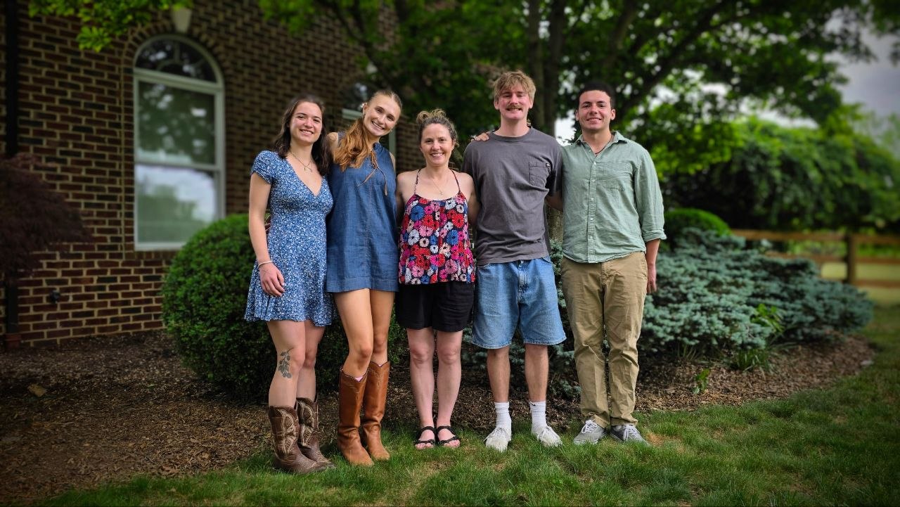 Spring 2025 Baber Lab BBQ: (L to R) Kate Weinstock, Haley Frankovich, Dr. Baber, James Whitted, Joey Loiselet