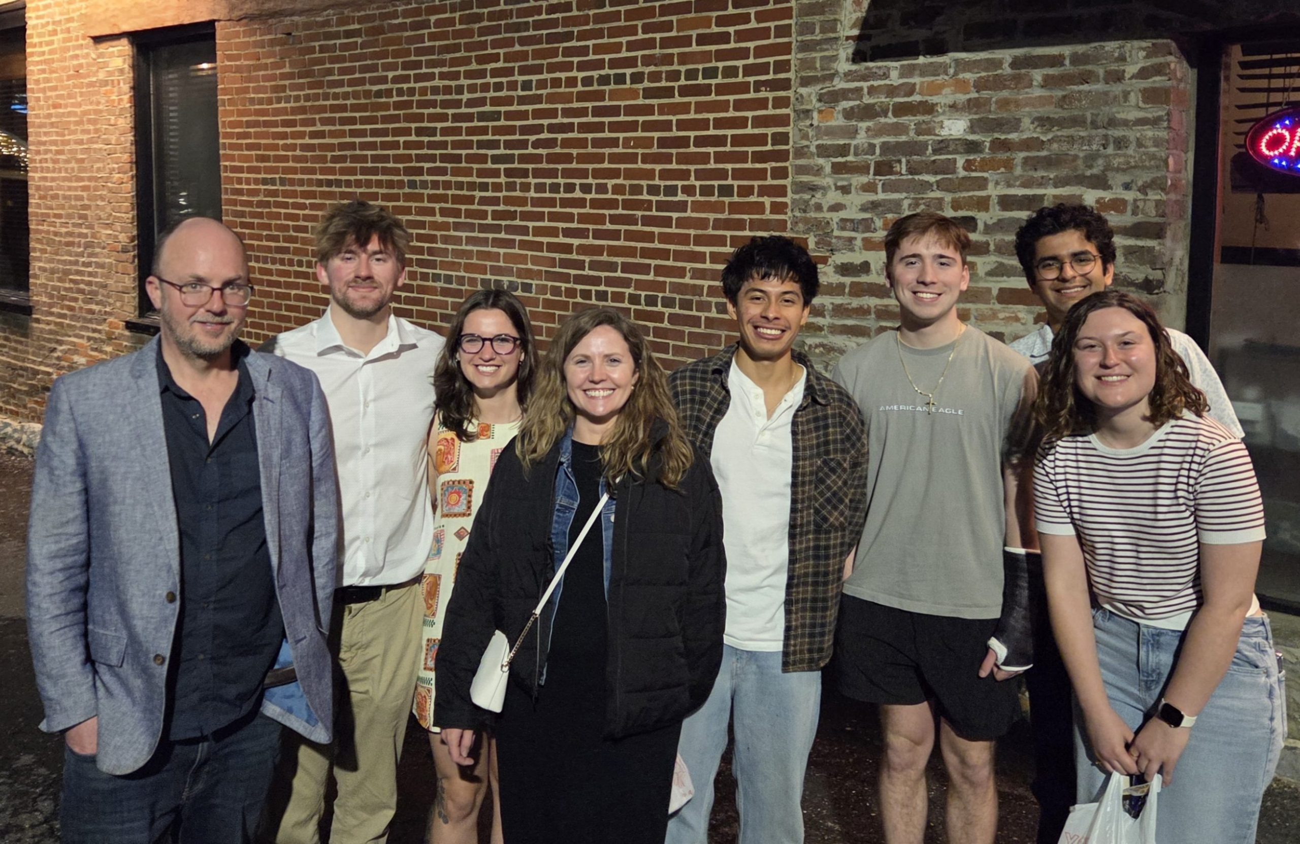 Spring 2026: Dr. Charlie Sykes visits JMU! (L to R) Dr. Sykes, James Whitted, Kate Weinstock, Dr. Baber, Josue Santos, DJ Compton, Jaimin Ashra, Emily Euler