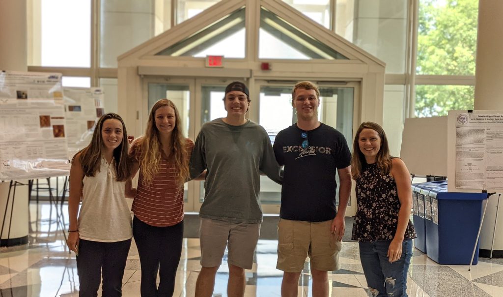 Summer 2021 Group Photo: (left to right) Ava Galgano, Lyssa Garber, Clayton Rogers, Jordon Baker, Dr. Ashleigh Baber