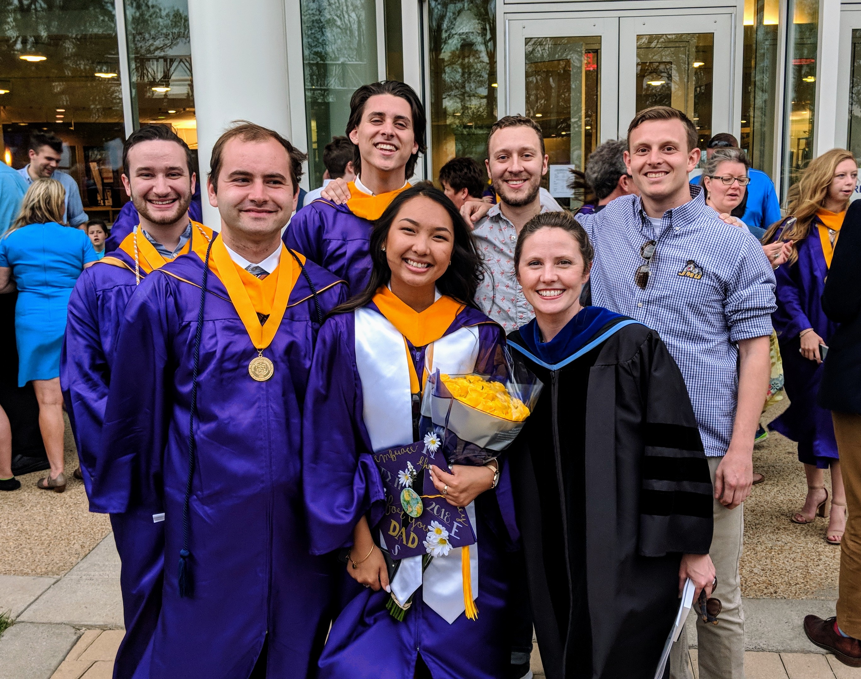 2018 Graduation: Baber Group Members + Alums: Jeremy, Dylan, Nick, Vivian, Wil, Dr. Baber, David