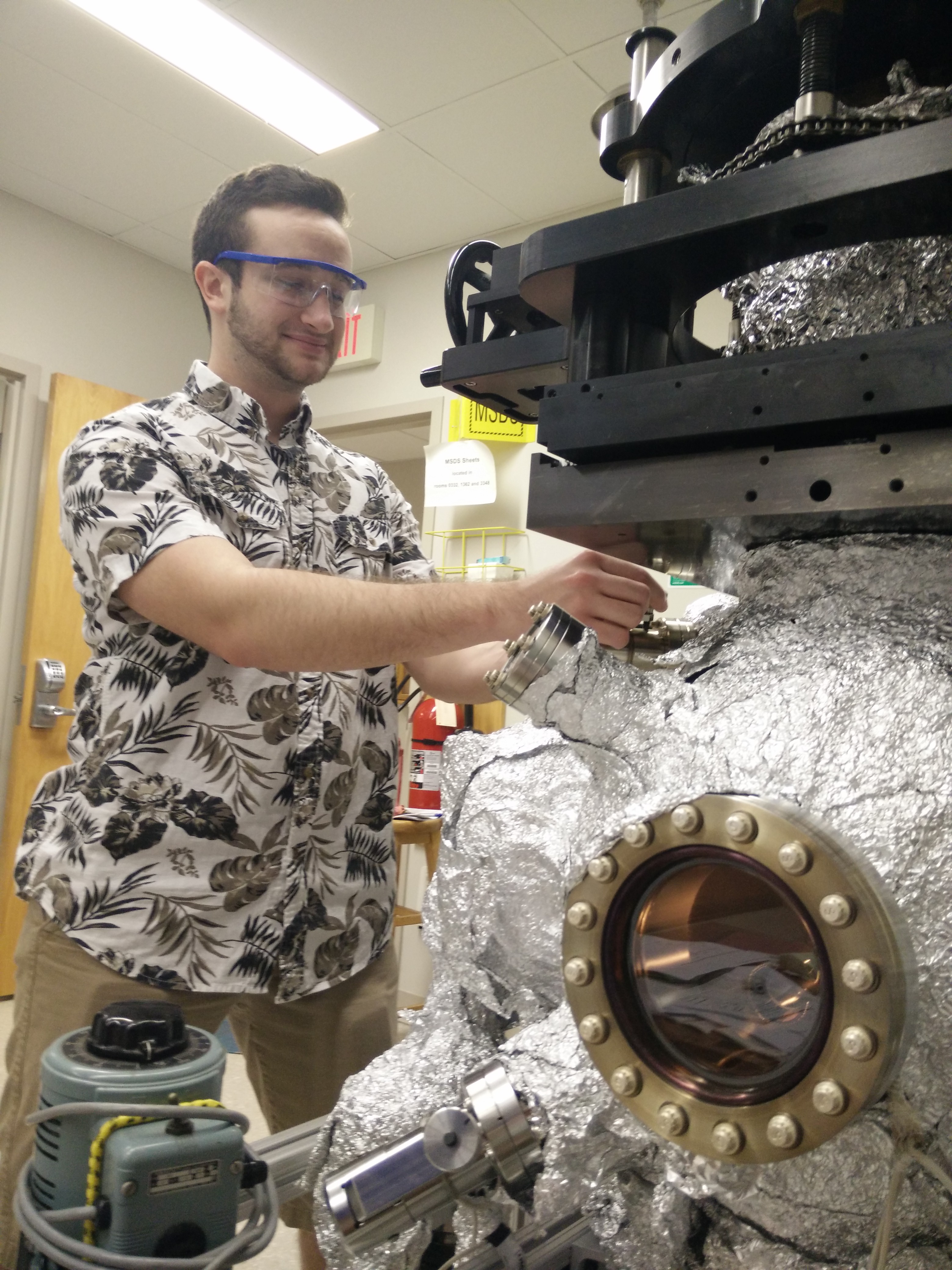 REU Summer 2016: Jeremy works on the chamber